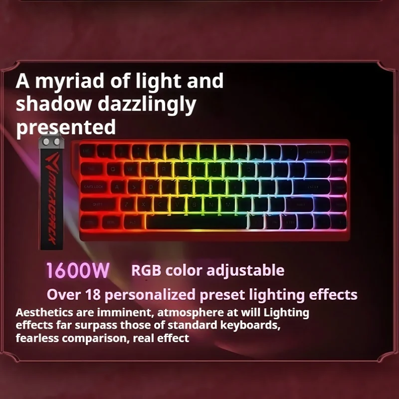 K68 마그네틱 축 키보드 유선 무후오 수이홍 마그네틱 축 인체공학적 풀 키 핫 스와퍼블 RGB PBT 듀얼 컬러 키캡 CSGO