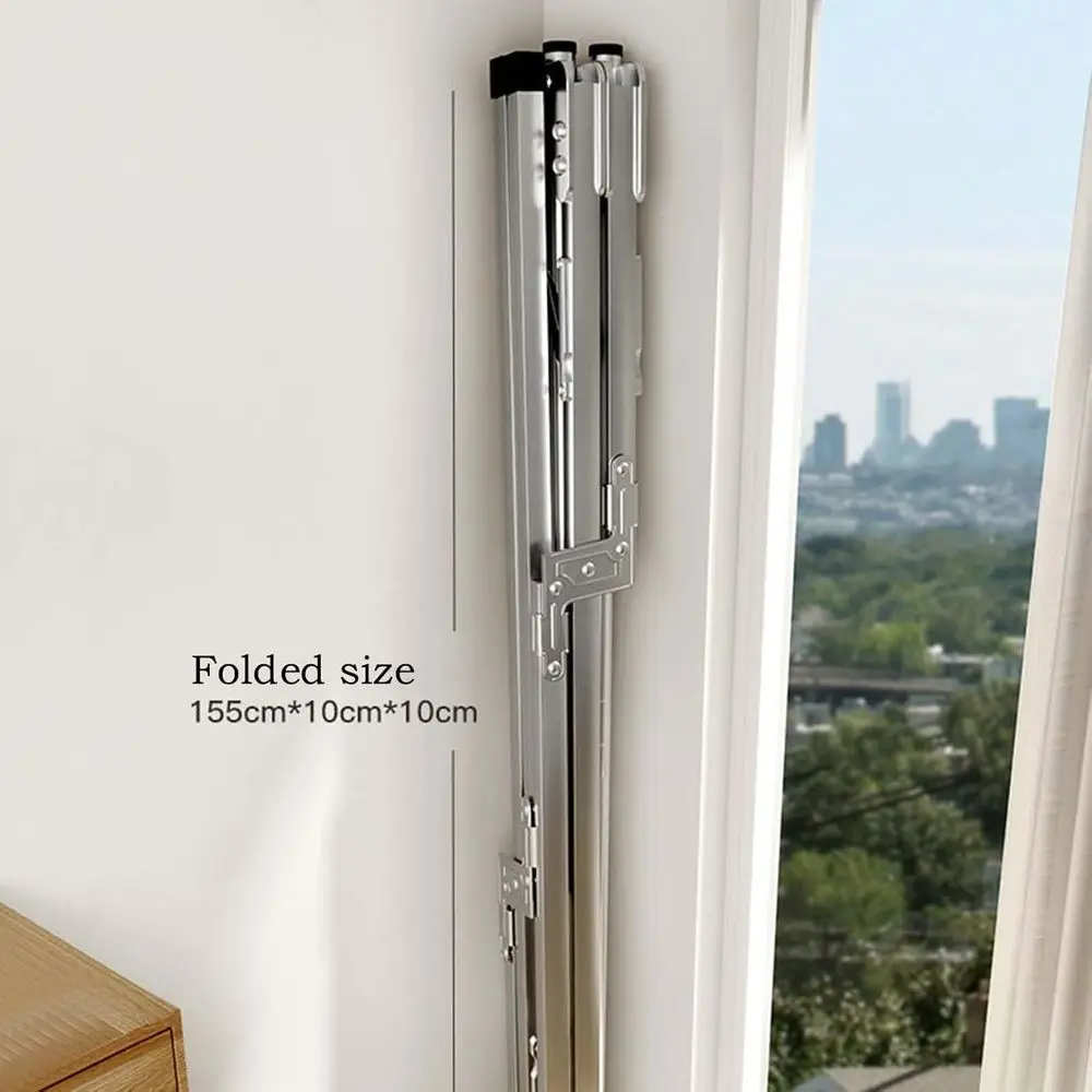 Adjustable Outdoor-Friendly Stainless Steel Folding Laundry Drying Rack with 3 Rods, Extendable up to 240cm/95in