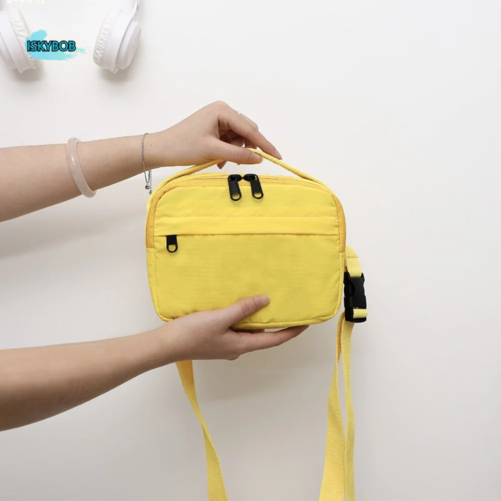 

Korean Style Square Message Bag Quick-dry Large Capacity Nylon Crossbody Bag Causal Solid Color Sports Shoulder Bag Female