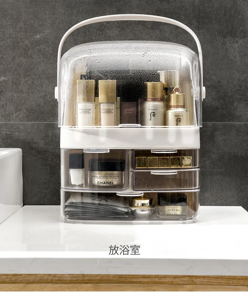 Transparent Cosmetics Storage Box, Separated Makeup Organizer, Waterproof Desktop Skin Care Products Storage Case