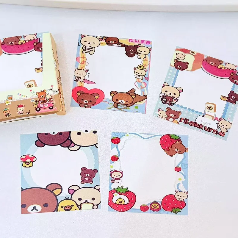 200 قطعة Rilakkuma محاصر مثبت ملاحظة لطيف الكرتون المحمولة جيب المفكرة طالب غير لزجة رسالة ورقة مكتب القرطاسية هدية