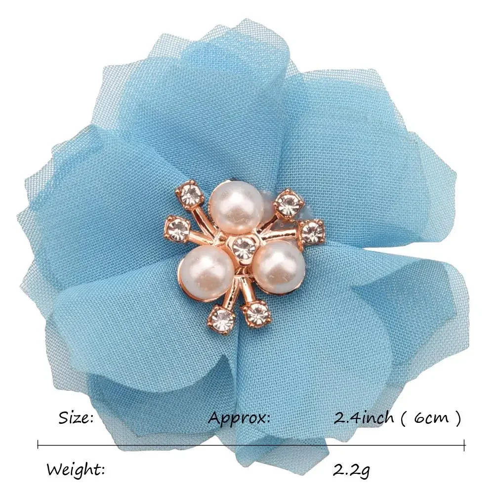 6cm Chiffon Right Angle Flower Drill Flower Core Three Pearl Rhinocaster Bougainvillea Handmade Flower Fashion Hair Accessories