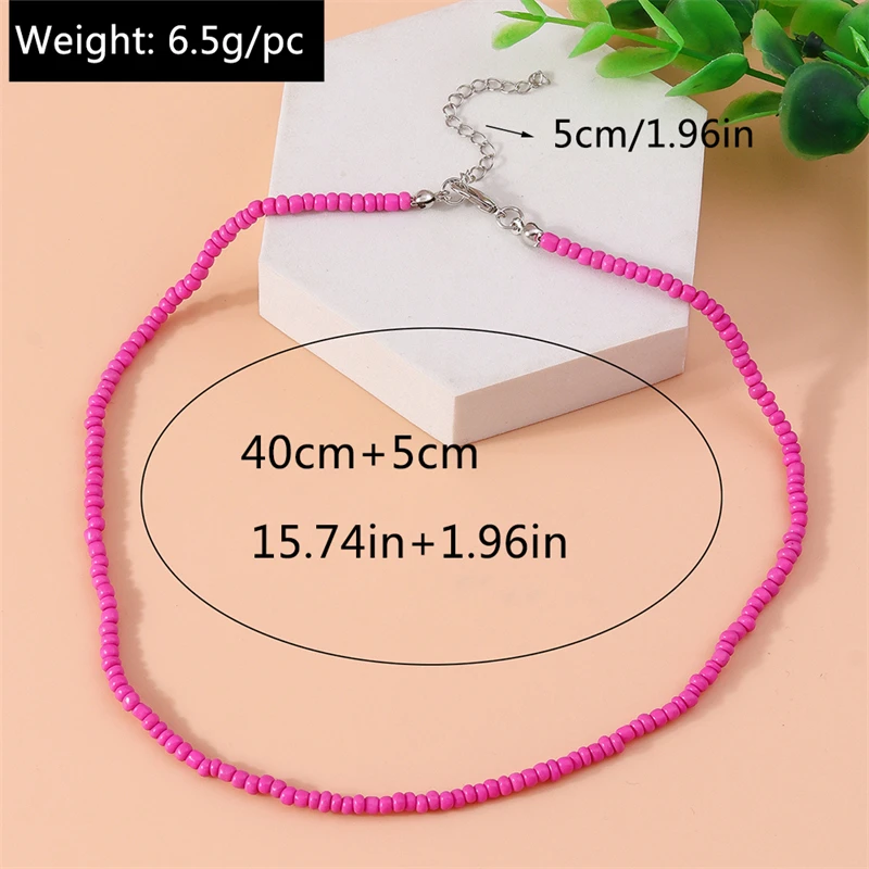 Mode bunte einfache handgemachte Perlen Halskette für Frauen Mädchen Party Festival Schmuck Geschenke – Detail 4