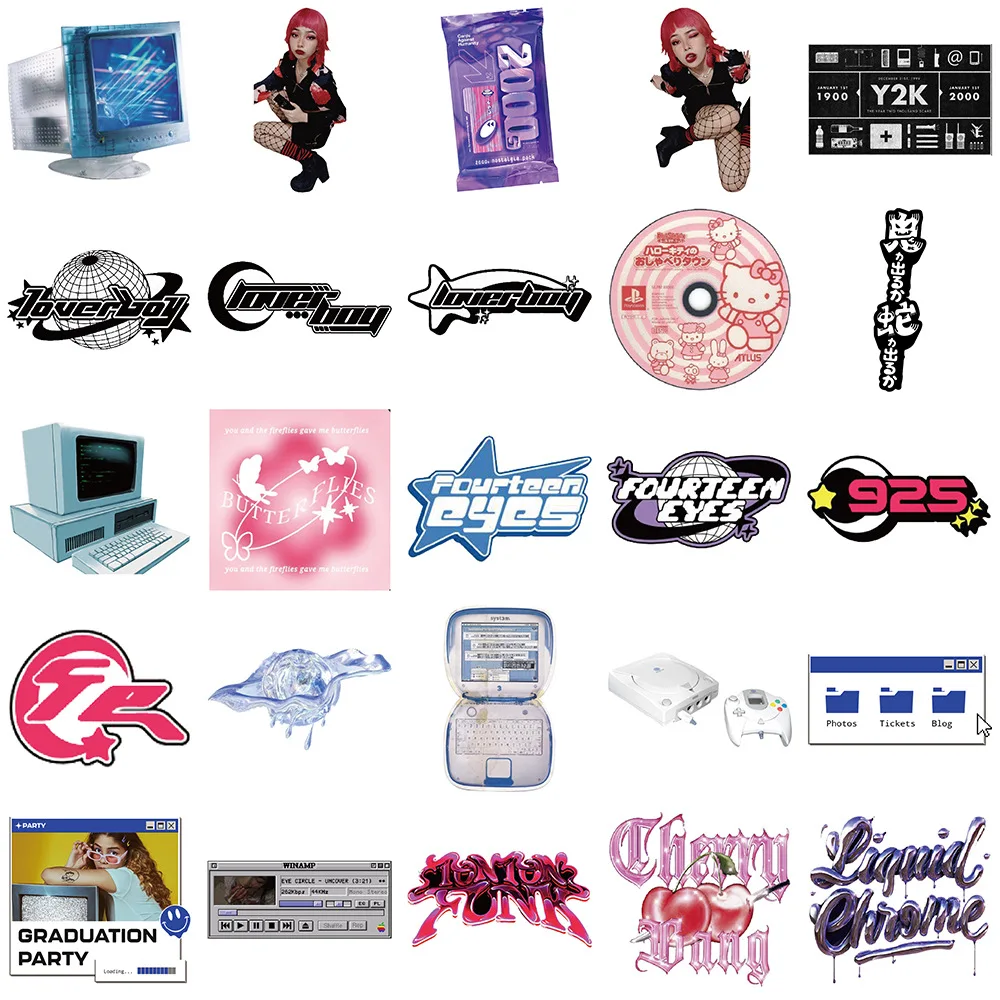 Autocollant chimgirl coeur style Y2K, graffiti pour casque, tasse, bricolage, PVC étanche, manuel, jouets personnels, vente en gros, nouveau, 10