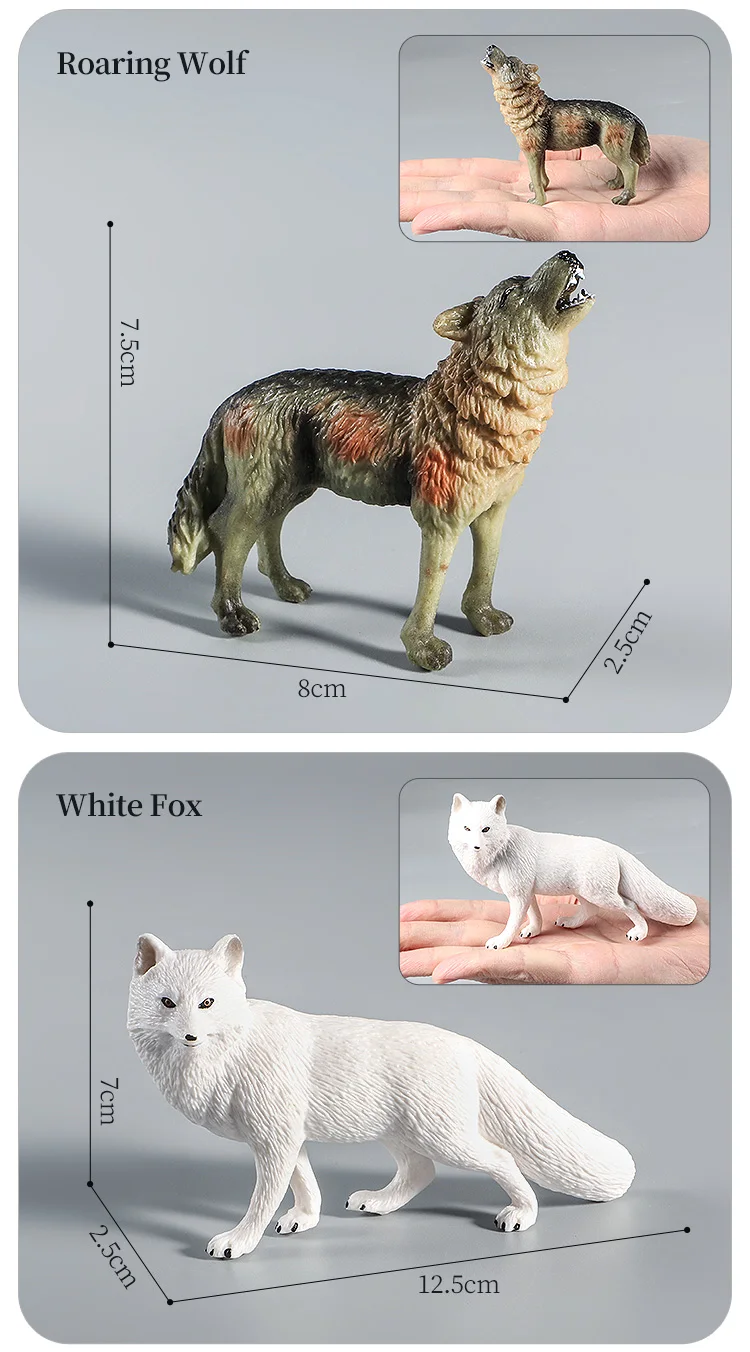 Lernspielzeug-Figuren-Set mit Waldtieren – Wolf, Fuchs, Hyäne, realistische Dschungel-Zoo-Tiermodelle, Weihnachtsgeschenk für Kinder – Detail 12
