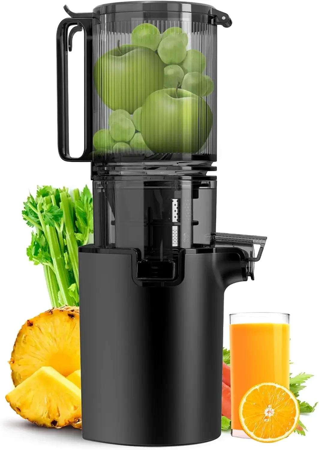 

Masticating Juicer Machines, 5.3-inch Slow Cold Press Juicer with Larger Feed Chute, 350W Pure Juicer for Vegetables & Fruits