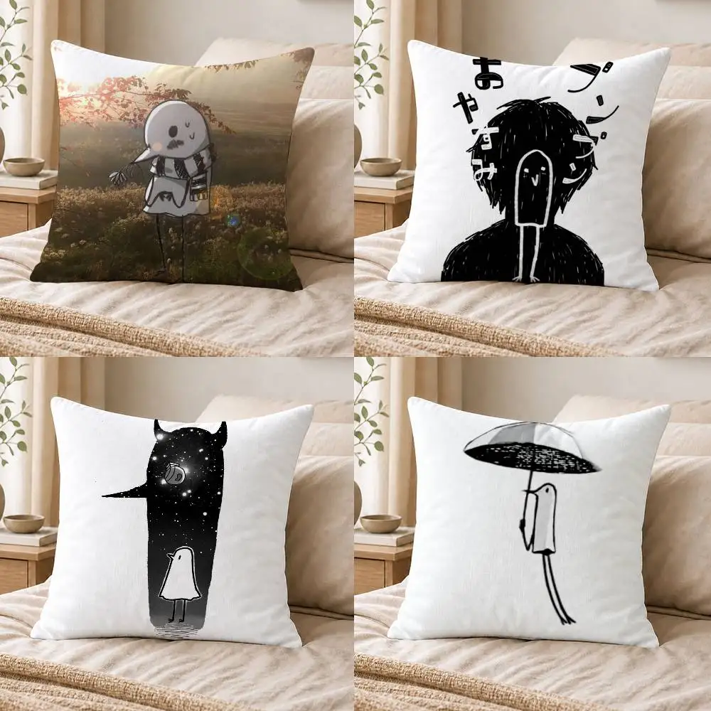 Anime P-Punpun Double-sided Printed Square Decorative Cushion Cover for Sofa Living Room Home Decor
