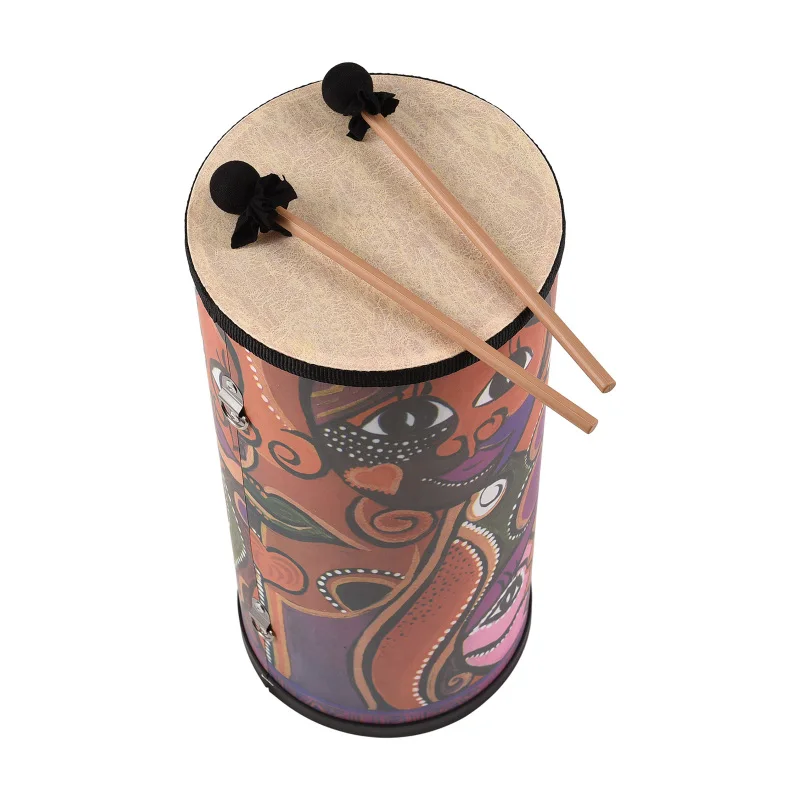 7 Inch Bongo Drums Wooden Drum Handheld Drum Percussion Instrument with Two Drumsticks and Shoulder Strap Holiday Birthday Gift