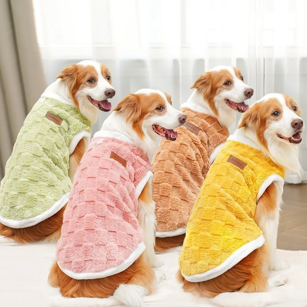 

Pet Traction Suit Velvet Winter Dogs Clothes Soft Comfortable Dog Warm Sweater Pullover Vest Dog Plaid Coat Pet Supplies