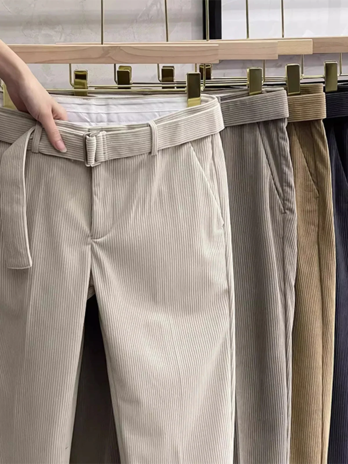 

Winter Large Size Men's Corduroy Pants Long Straight Leg Warm Casual Trousers Korean Sle Loose Fit Youth Faion Busin