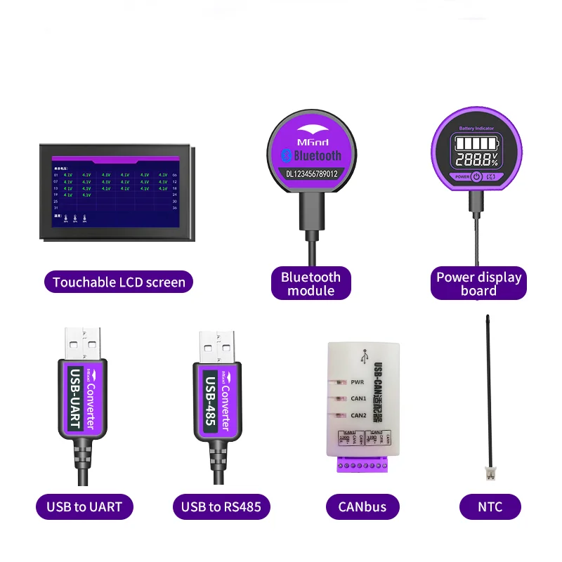 Lithium BMS Parts CAN bus UART RS485 To USB SOC Powder Display Board Touchable Screen Functions Customized