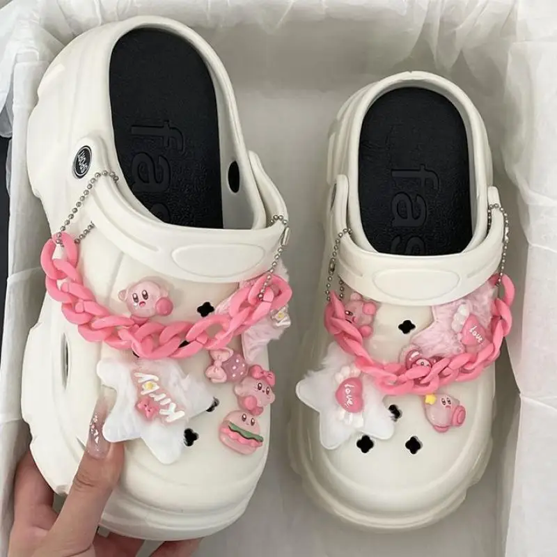 

2024 New Hello Kitty Summer Girl Hole Shoes Slippers Cartoon Fashion Thick Sole Increase Height Comfortable Beach Shoes Sandals