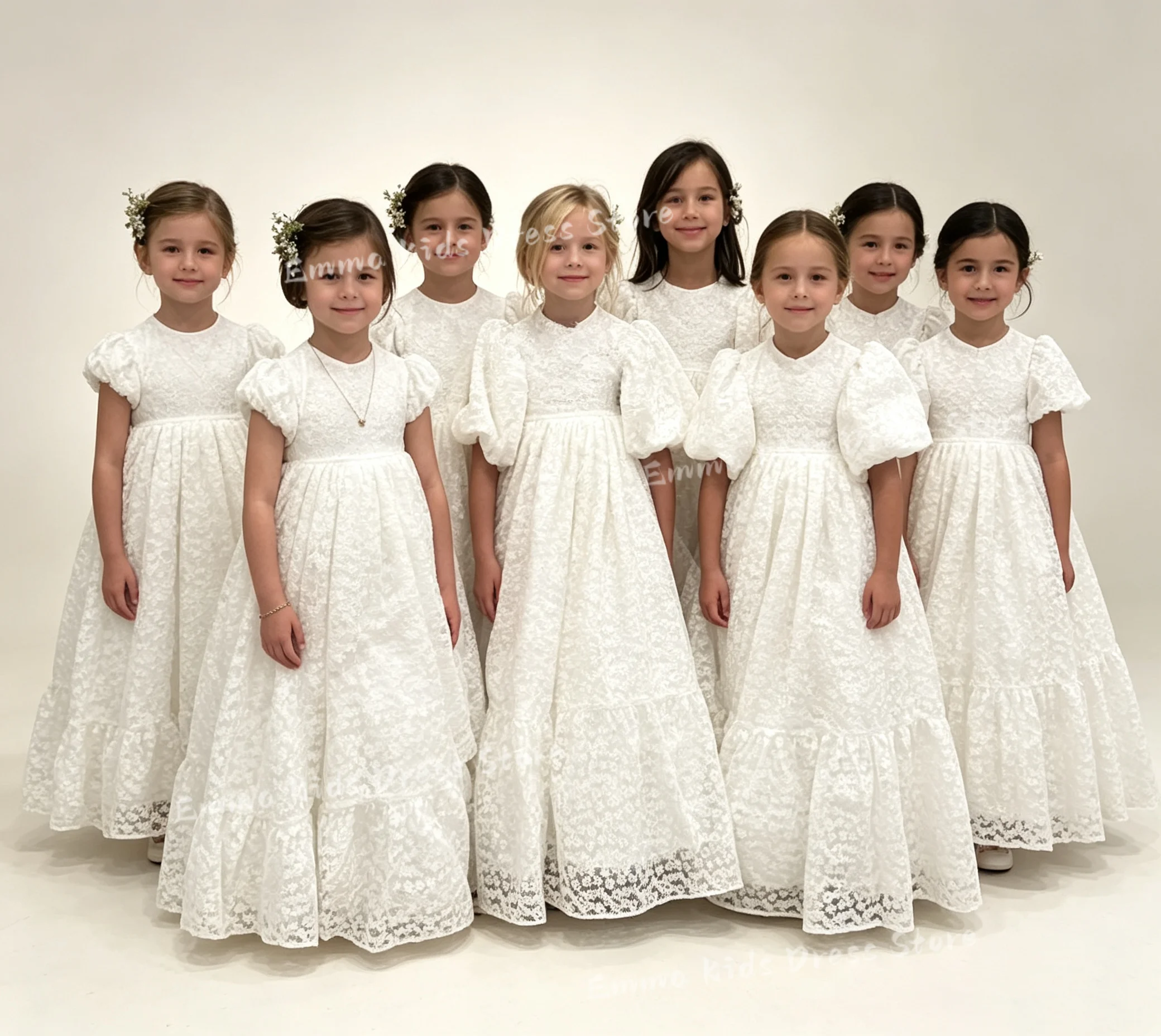 Customized Bridesmaid Ivory Flower Girl Dress Wedding for  Puffy Milk Lace Tulle  Elegant Kids Birthday Party Infant Ball Gown