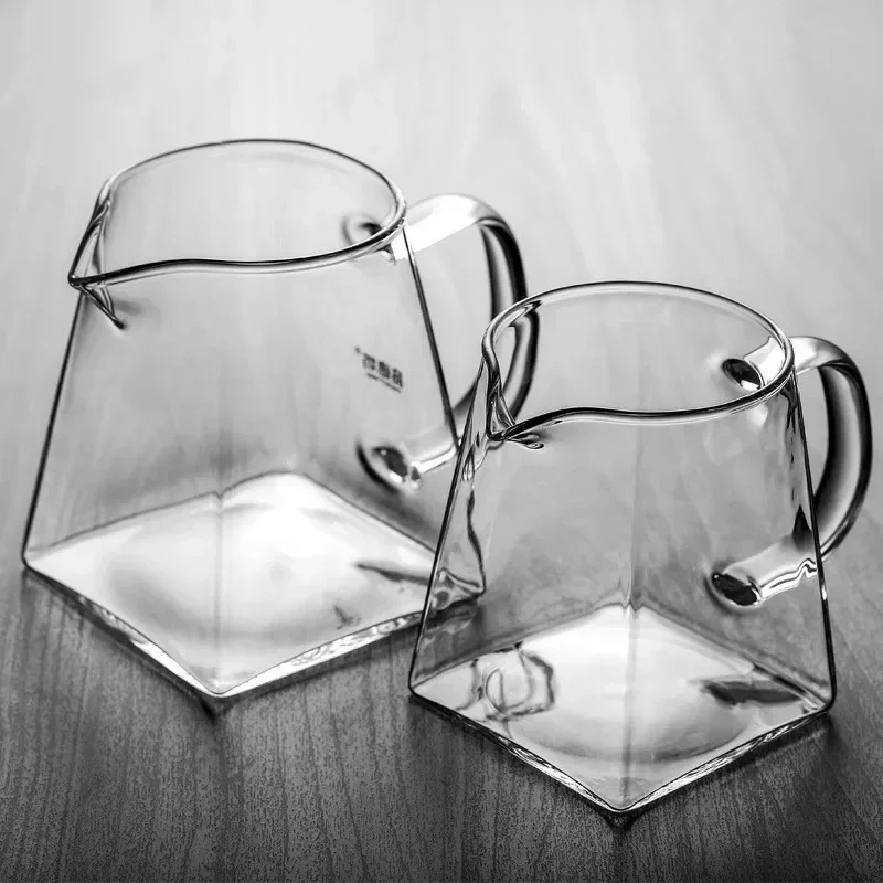 Heat-Resisting Clear Glass Tea Pitcher Square Chinese Set Accessory Chahai Milk Coffee Pot Water Jug