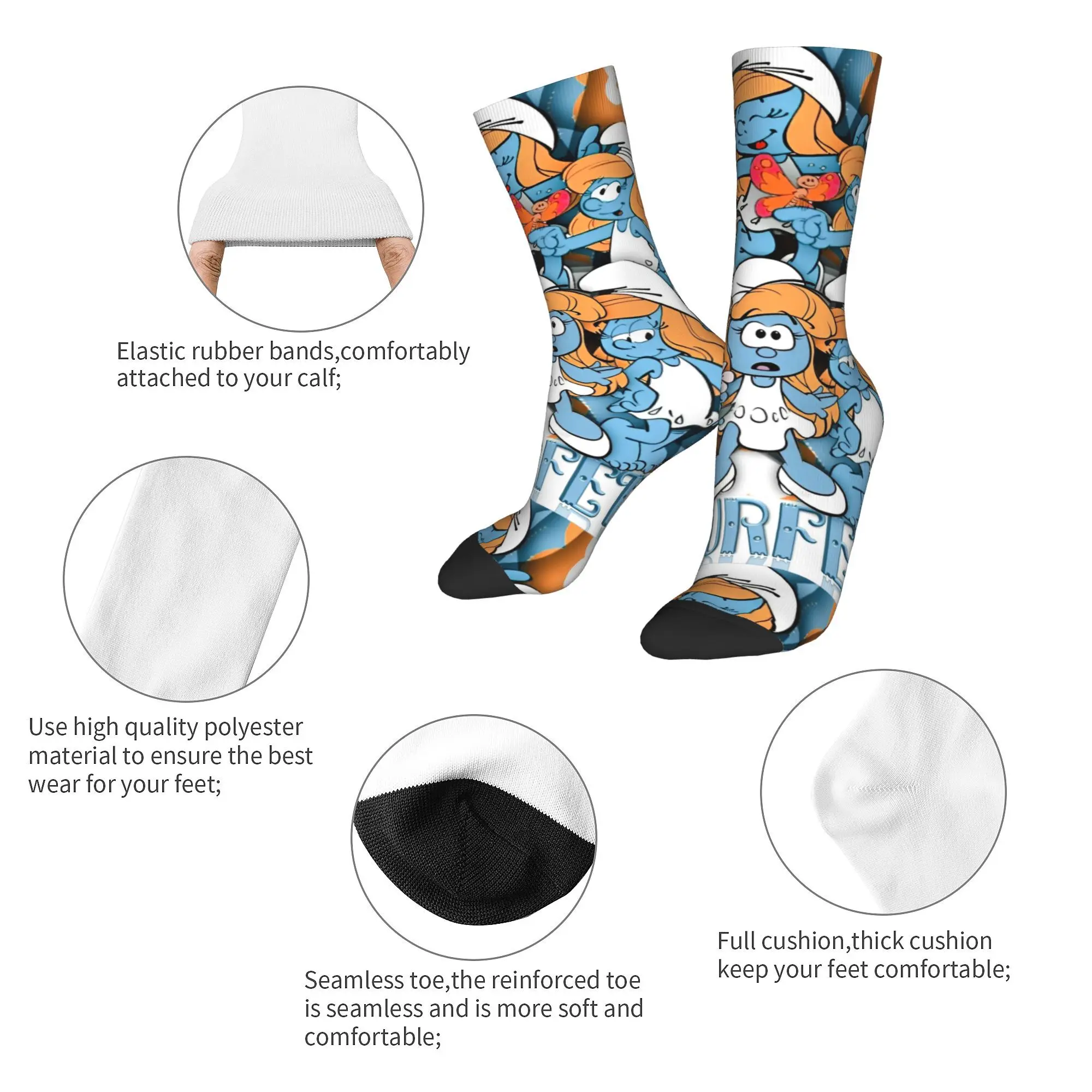 Winter Warm Colorful Unisex The S-Smurfs Blue Cartoon Anime 90s Socks Non-slip Sports Socks