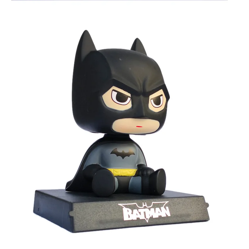 Versão Q de Batman Figuras de Brinquedo Dos Desenhos Animados Bobble Head Boneca Enfeites de Carro Os Vingadores da Marvel Tampão Capitão Spiderman Modelo Boneca