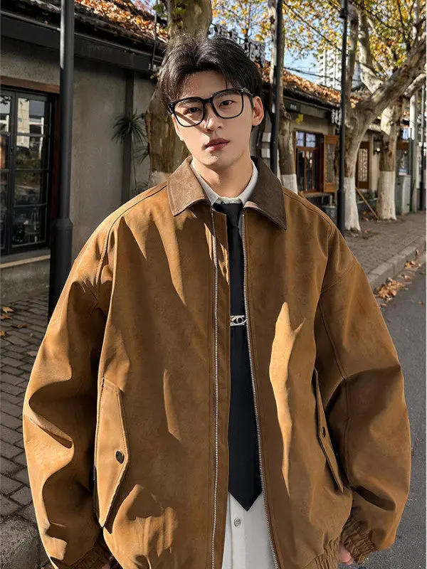 

TANGZ STUDIO Men's Thiened Cotton Jaet Winter Coat Double Zipper American Sle Contrast Color Outerwear Long Sve Zipp...