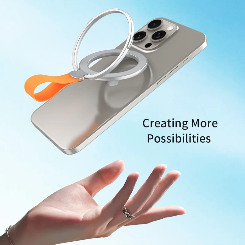 2023 New Strong Magnetic Mobile Phone Holder for Magsafe Accessories Magnet Stand with Strap Bracket for iPhone 13 14 15 Samsung