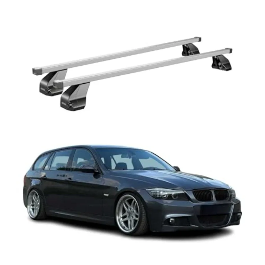 

Roof Rack Cross Bars for BMW 3 Series E90 Sedan 2004-11/ E91 Touring 05-12/ E92 2006-13 Lockable 165Lbs Steel Silver 2Pcs fits