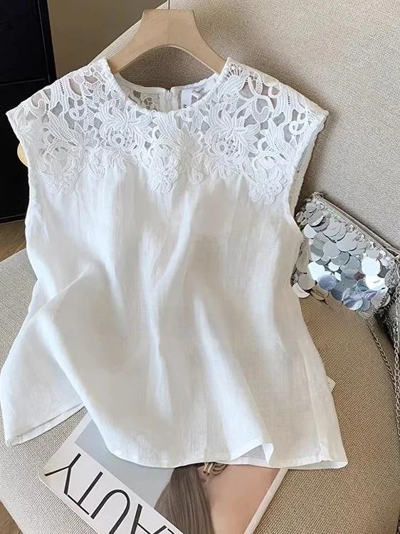 

Ele Women's Linen Svel irt Tailored ort Top Comfortable Breathable Commute Sle Loose Fit Hollow out Bal