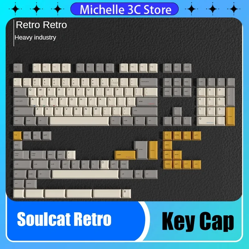 Soulcat Vintage Series Russian Irish Greek Heavy Industry Side Printing Keyboard Cherry Profile 1.7mm Thick PBT Dye Sub