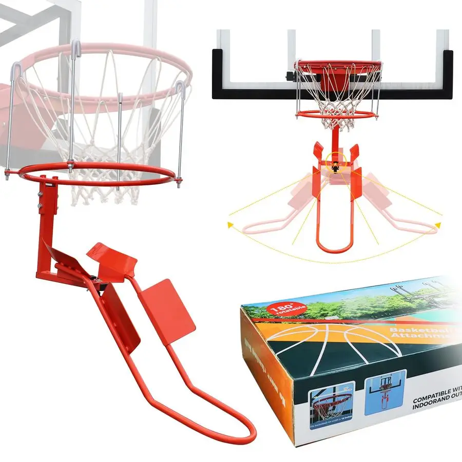 

Basketball Return Attachment for Hoop, Heavy Duty Durable Steel Basketball Return System, 180 Degrees Rotatable Shot Returner fo