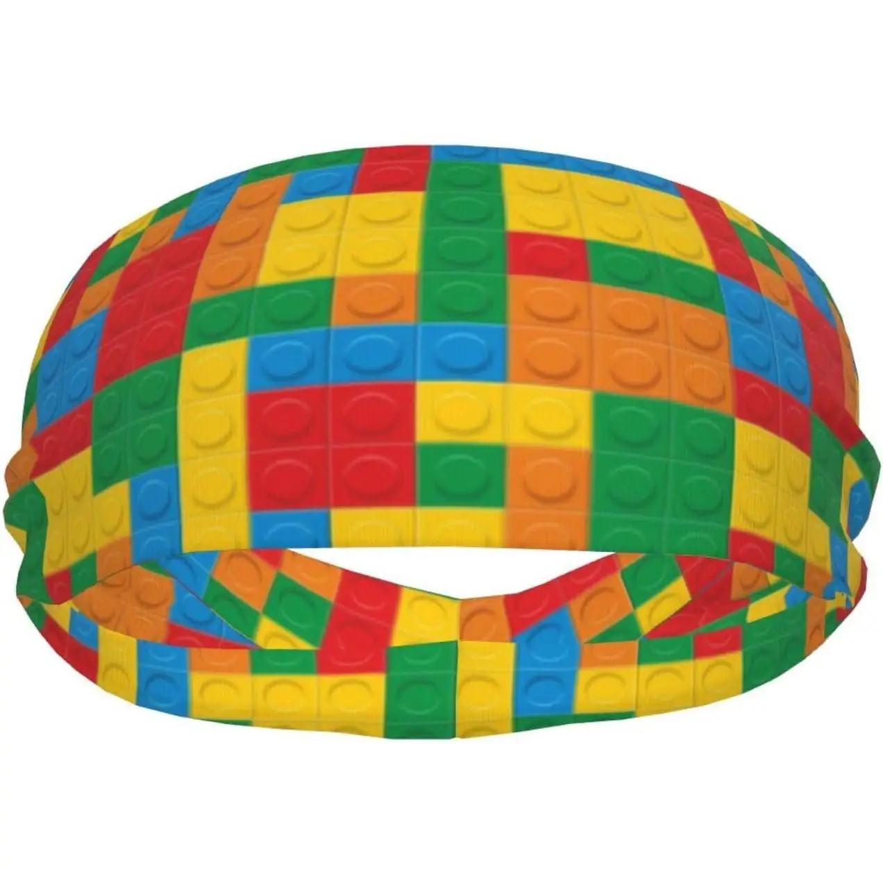 

Красочная повязка на голову с принтом строительных блоков, впитывающая пот, спортивная повязка для волос для бега, йоги, фитнеса, эластичная, нескользящая, для детей и взрослых