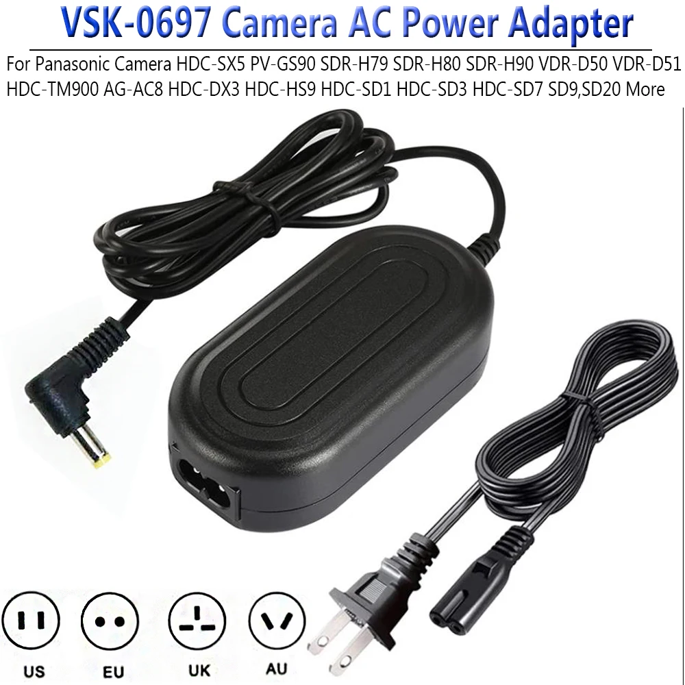 VSK-0697 Camera AC Power Adapter for Panasonic PV-GS90 SDR-H79 H80 H90 VDR-D50 D51 AG-AC8 HDC-TM900 SX5 DX3 HDC-SD1 SD3 SD7