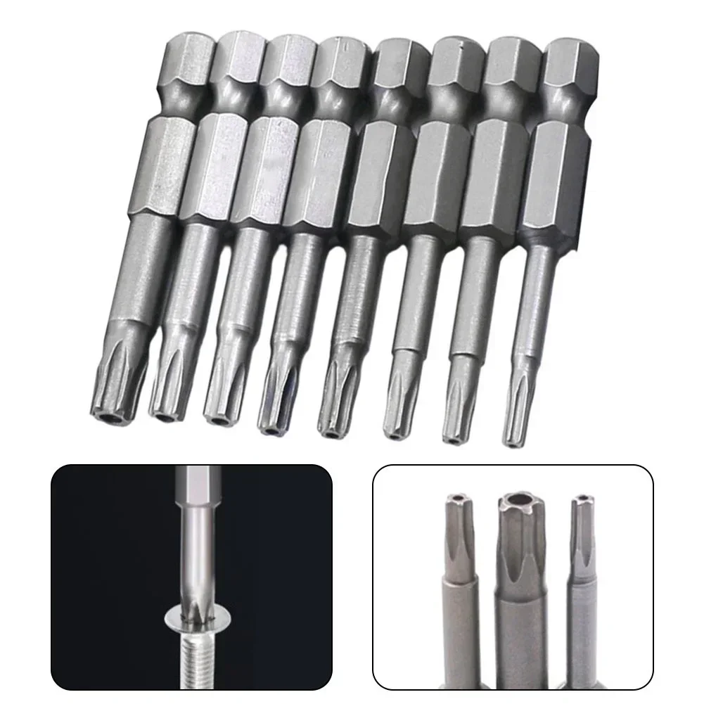 8pcs Torx Screwdriver Bit Five-pointed Star 50mm Length Alloy Steel For Electric Screwdrivers Screwdrivers Drills Hand Tool