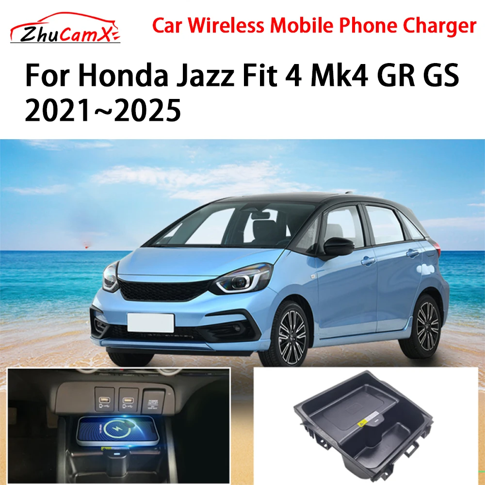 

Car Wireless Mobile Phone Charger Center Console Storage QI 18W iPhone fast charge for Honda Jazz Fit 4 Mk4 GR GS 2021–2025