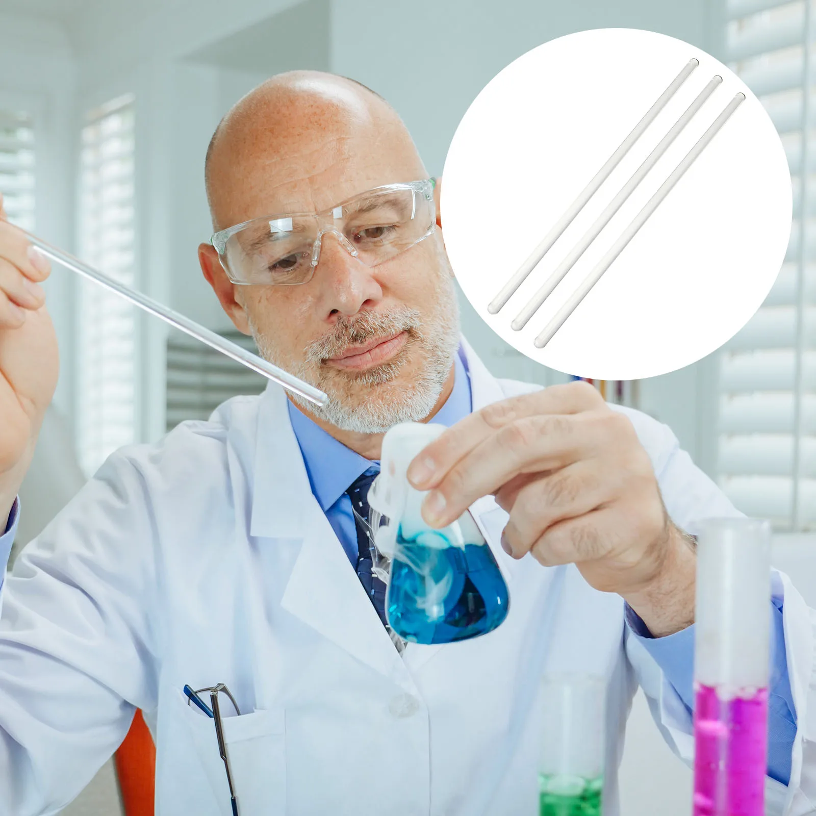 

3Pcs 56Mm Glass Stirring Rods Smooth Ends Essential Lab Equipment for Even Heating and Mutual Dissolution Stirring Rod