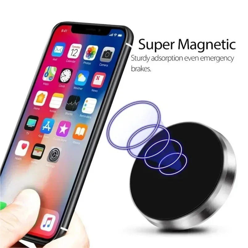 Car Mount Magnetic Phone Holder Suction Cup Dashboard Windshield 4 N45 Magnets Strong Stand for iPhone 15 Samsung
