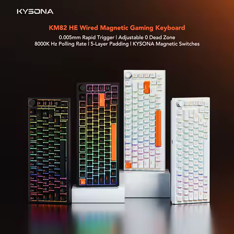 KYSONA KM82HE Magnetic Switch Keyboard 75% Gaming Keyboards Rapid Trigger 0.005mm 8K RGB Wired Esports Custom Keyboard for Gamer