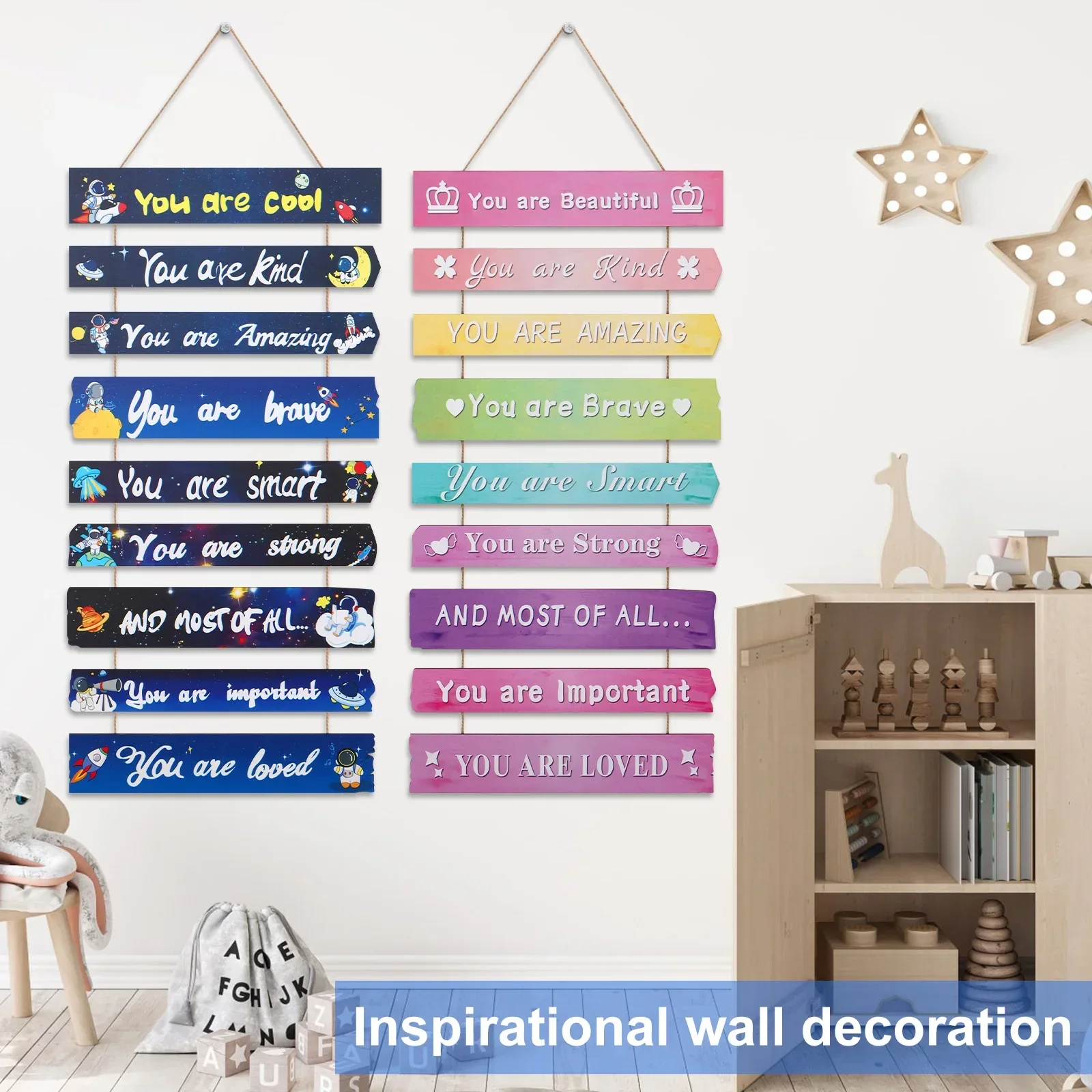 Inspirational Wall Art Decor Space/Dream Themed Bedroom Decor Wooden Motivational Plaque Wall Hanging Sign Inspirational Quotes