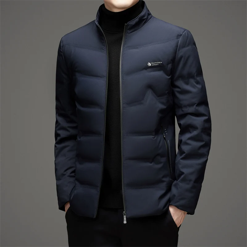 Casual 2024 Autumn Winter Men's Lightweight White Duck Down Jackets Outwear Slim Solid Warm Puffer Coats Thin Tops Down Garment