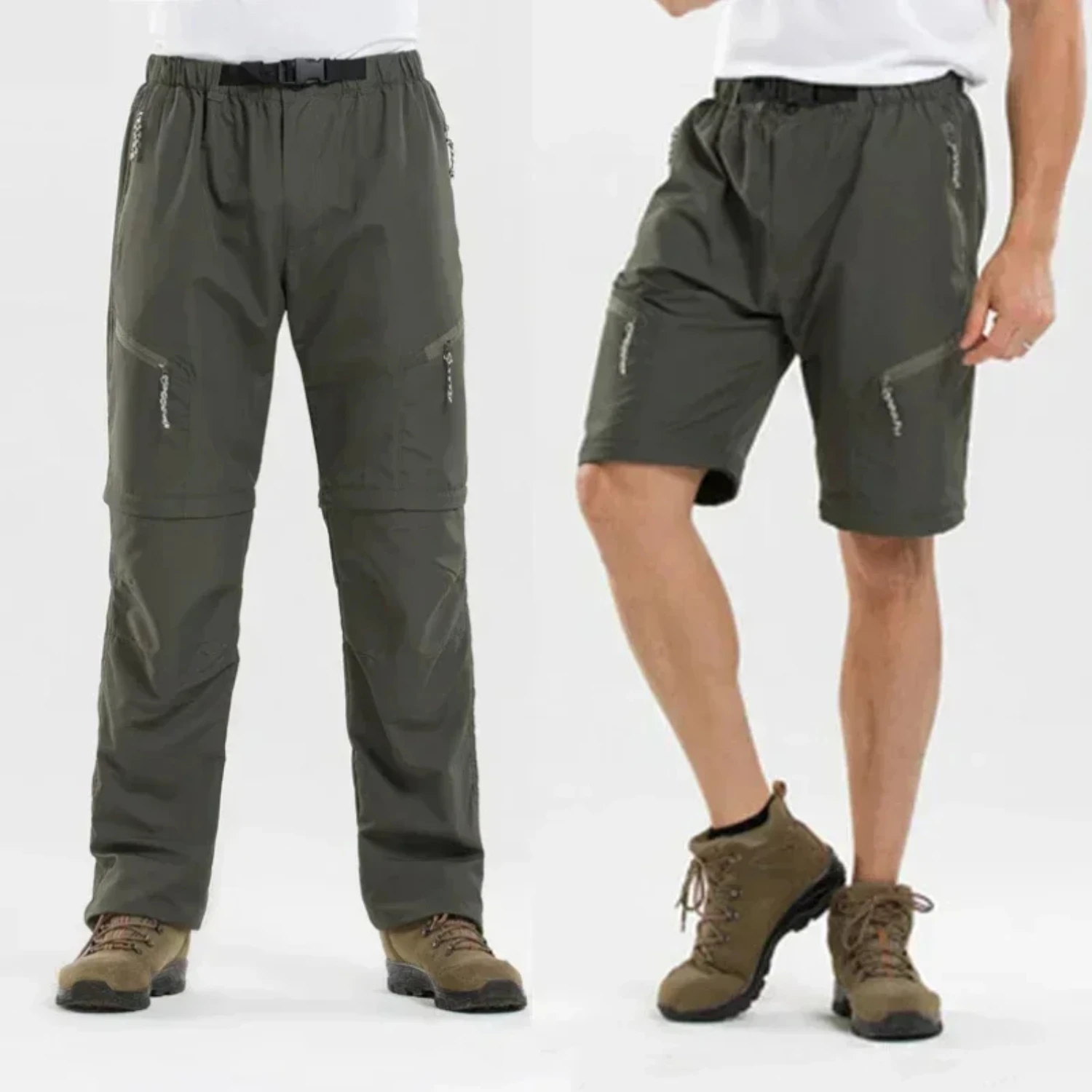 Versatile, Waterproof, Quick-Drying Mens Outdoor Tactical Cargo Pants - Essential Gear with Detachable Stretch Shorts - Ideal f