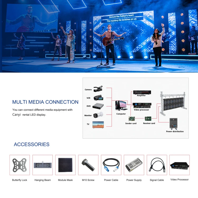 LED-Anzeige P2.976 P3.91 Rental Video Wall Event Beweglicher Outdoor-Indoor-Bildschirm für die Konzertbühne