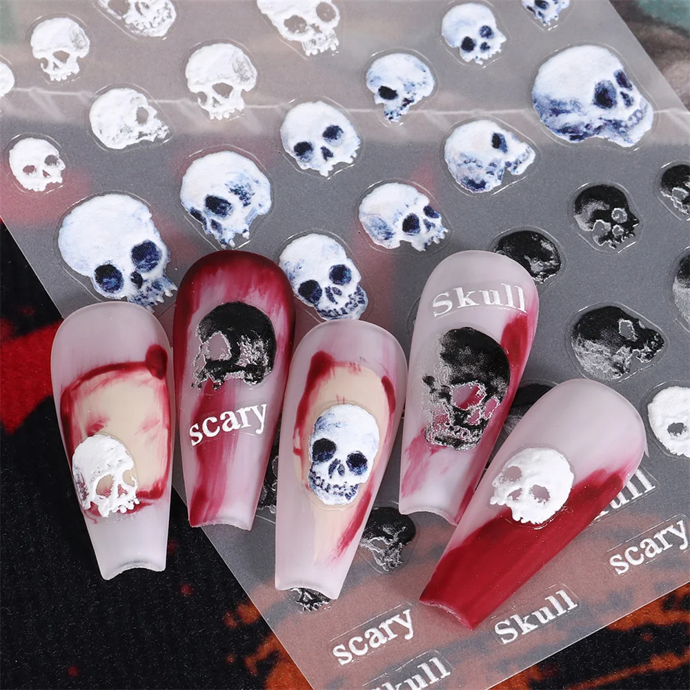 Geprägte Nagel aufkleber Vergnügen modisch energetisch einfach aufzutragen einzigartige Mädchen Halloween Nail Art Spaß und gruselige Nagel aufkleber