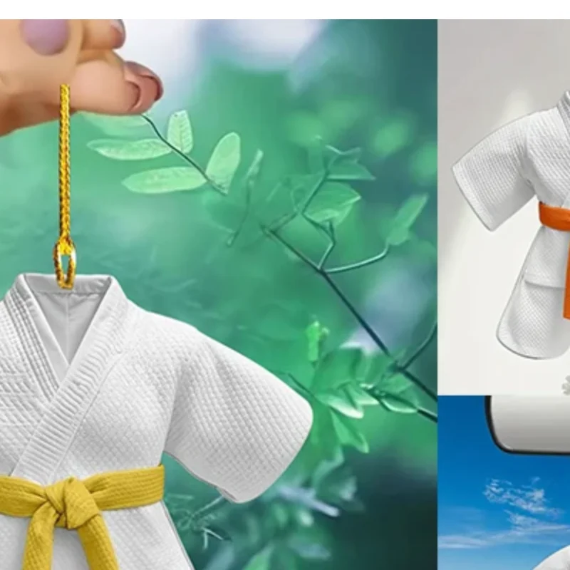 

2D Flat Taekwondo Suit Pendant Keychain Sports Themed Acrylic Ornament Charm Hanging Decoration For Car Bags Festive Party Gift