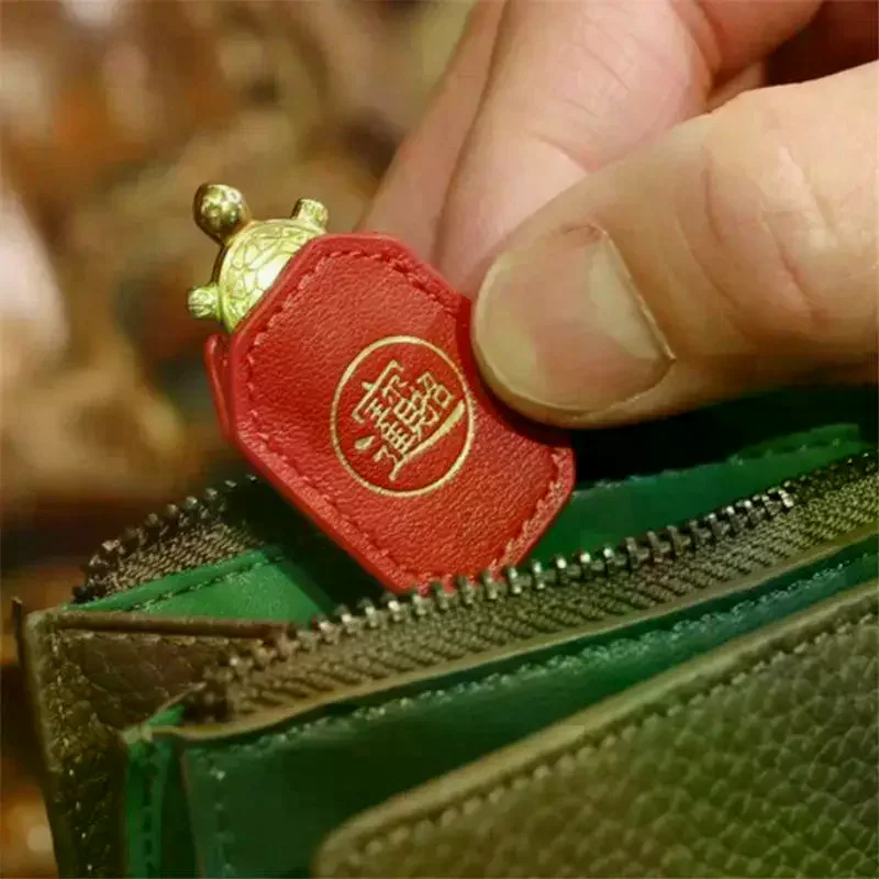 Fengshui Lucky Turtle Wallet Charm Money-biting Tortoise Ornaments Guarding Praying Longevity Protection & Financial Stability