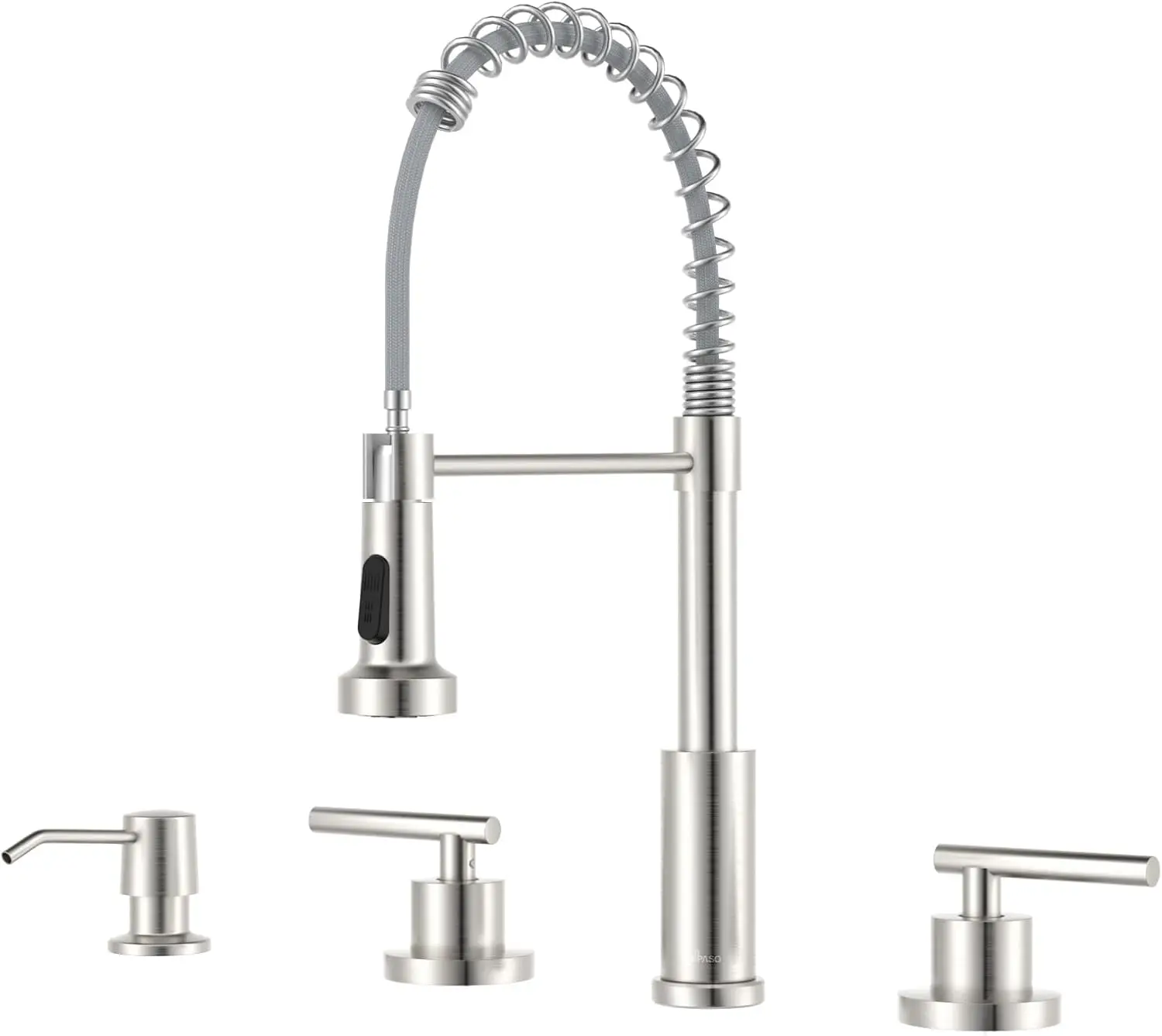 

4 Hole Kitchen Faucet, 2 Handle Kitchen Faucets with Soap Dispenser, Pull Down Sprayer, 3 or 4 Hole Sink Faucet for Bar,