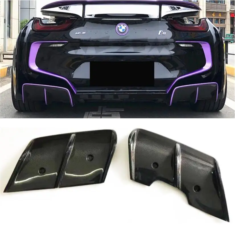 

2PCS REAL CARBON FIBER REAR BUMPER TRUNK LIP SPOILER DIFFUSER For BMW I8 2014 2015 2016 2017 2018 2019