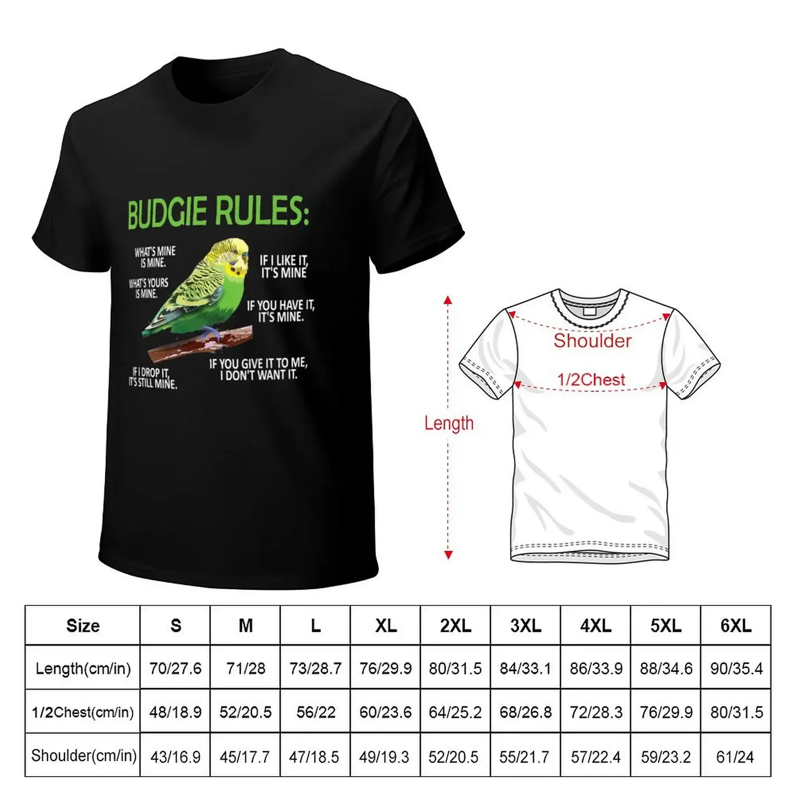 Budgie RulesBudgie Lover Parakeet Bird Budgerigar TShirt88 T-Shirt anime clothes boys animal print big and tall t shirts for men