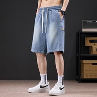 Summer new starry sky pattern trend jeans men's street denim shorts unisex pocket loose shorts cotton casual fashion 4xl