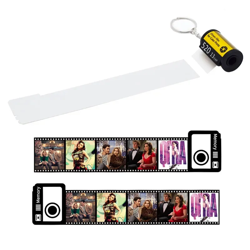 10pcs/Lot Blank Sublimation PET Retro Film Keychain For Sublimation INk Transfer Printing Heat Press DIY Print Gift