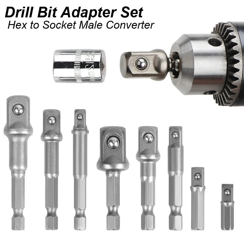 

Wrench Sleeve Power Drill Socket Adapter Bits Hex Drill Nut Driver Shank 1/4 3/8 1/2 Connecting Rod Head Extension Drill Bits