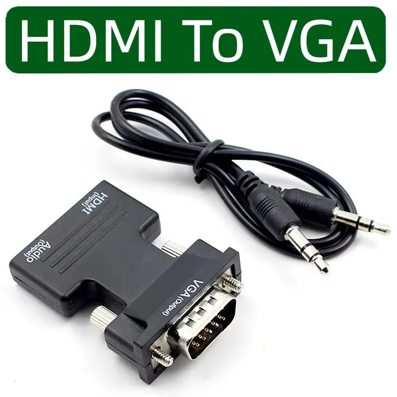 HDMI-متوافق أنثى إلى VGA ذكر محول محول مع 3.5 مللي متر جاك كابل الصوت لشاشة PS4 العارض الكمبيوتر المحمولة شاشة التلفزيون #1