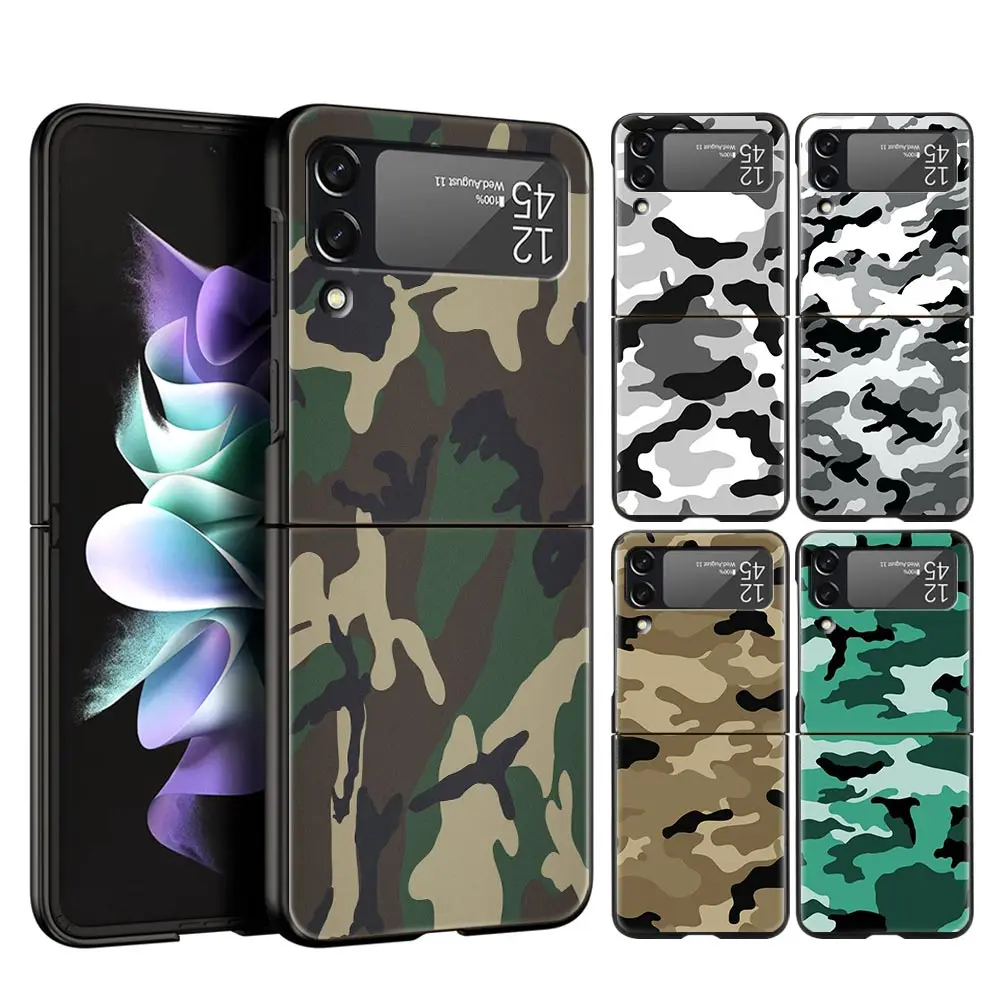 

Camouflage Camo Military Army Phone Case For Samsung Z Flip3 Flip4 Flip5 Shell For Z Flip 3 Flip 5 4 5G Hard Folding Cover