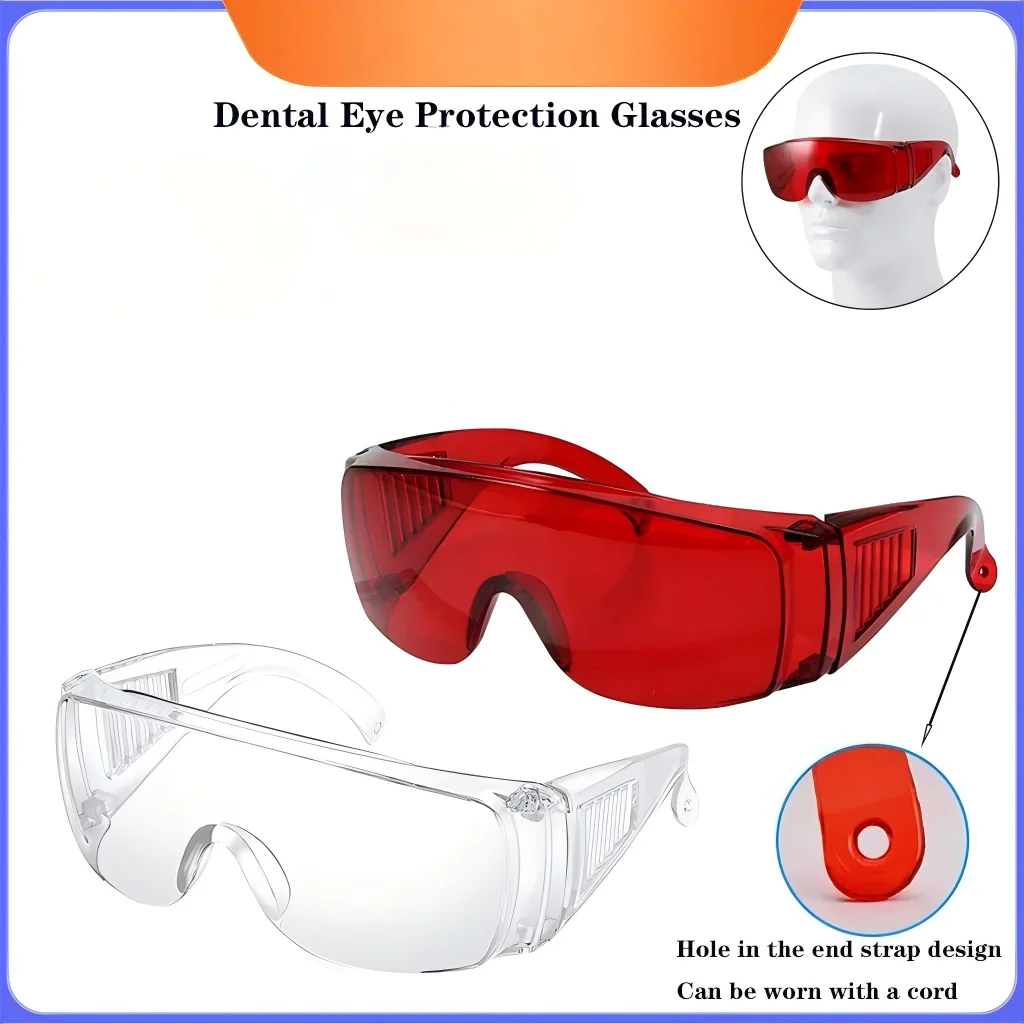 

Red and White Dental Safety Goggles for UV/LED Curing Light 100% Eye Protection for Teeth Whitening for Dentist and Patient
