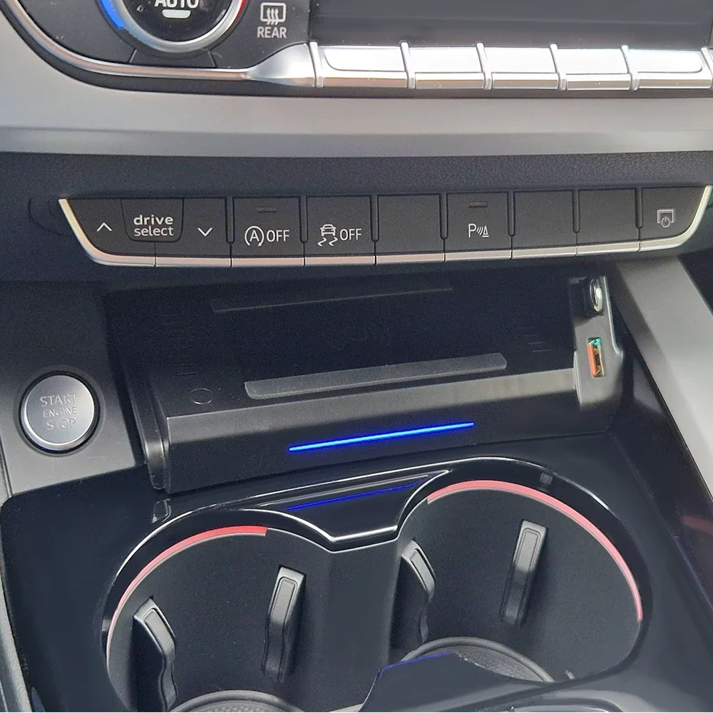 

15W Car Wireless Charger For Audi A4 B9 S4 RS4 A5 2017-2021 Fast Phone Holder Charging Accessories Interior Trim